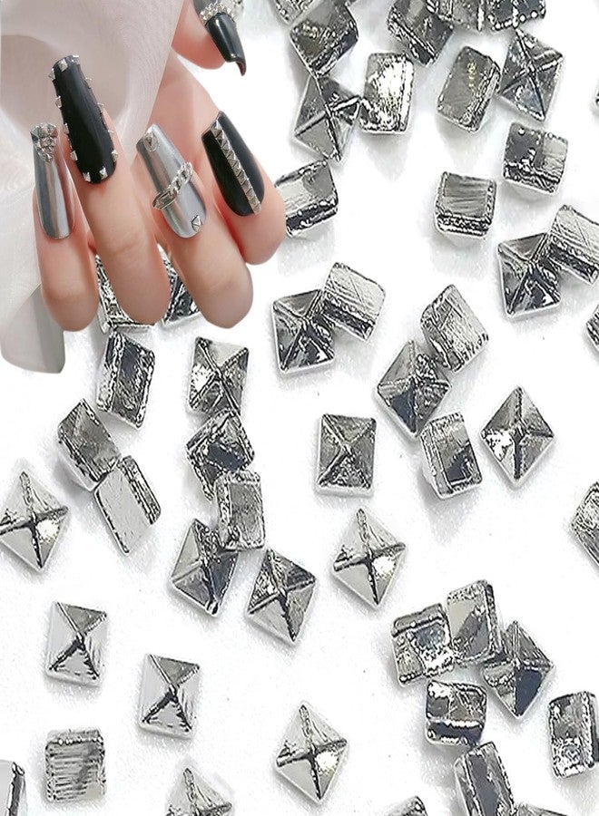 JERCLITY 600pcs Silver Square Spire Nail Charms Alloy Mini Metal Rivet Nail Charms for Acrylic Nails Flat Base Punk Style Square Spire Nail Studs Spike Nail Rivets for Women Nail Art（3 Sizes） - Image 5